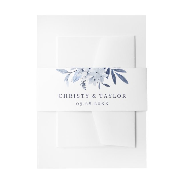 Moderne Hochzeit mit blauer Wasserfarbe Einladungsbanderole (Vorderseite Beispiel)