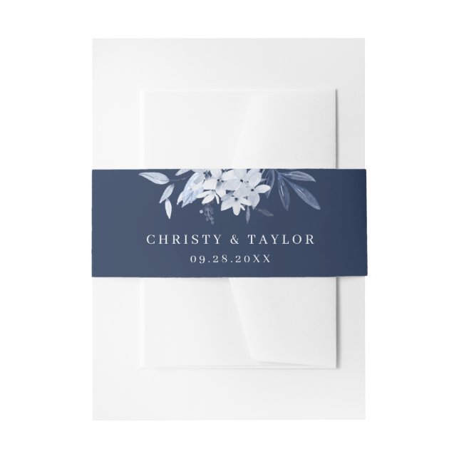 Moderne Hochzeit mit blauer Wasserfarbe Einladungsbanderole (Vorderseite Beispiel)