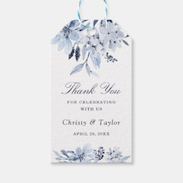 Moderne Hochzeit mit blauer Wasserfarbe Geschenkanhänger
