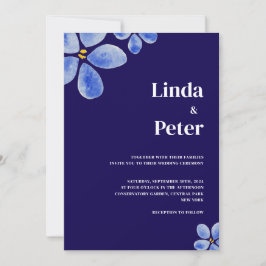 Moderne Hochzeit mit blühenden Wasserfarben Einladung