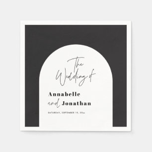 Moderne Hochzeit mit elegantem Drehbuch in Schwarz Serviette