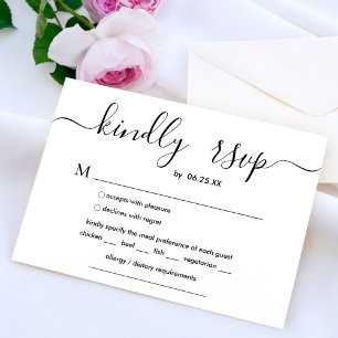 Moderne Hochzeit mit elegantem Skript- und Speisea RSVP Karte
