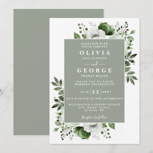 Moderne Hochzeit mit floralem botanischem Muster i Einladung