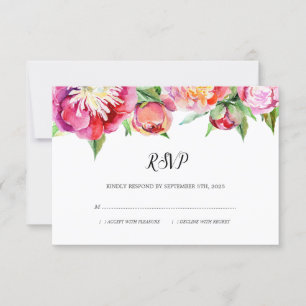 Moderne Hochzeit mit floralen Korallenbäumen RSVP Karte