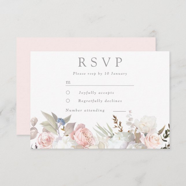 Moderne Hochzeit mit göttlicher Blüte und weißer B RSVP Karte (Vorne/Hinten)