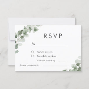 Moderne Hochzeit mit grünem Leaf-Wasserfarben RSVP Karte