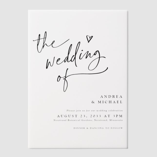 Moderne Hochzeit mit Herzschrift (Vorderseite)
