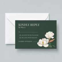 Moderne Hochzeit mit Magnolien in Waldgrün
