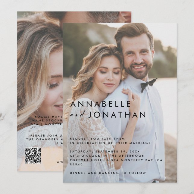 Moderne Hochzeit mit mehreren Fotos Save The Date (Vorne/Hinten)
