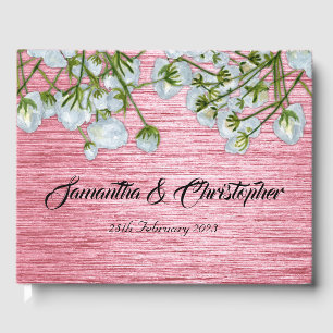 Moderne Hochzeit mit Metallic in Rosa und Weiß Gästebuch