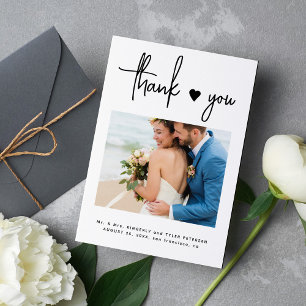 Moderne Hochzeit mit minimalistischem Foto Dankeskarte