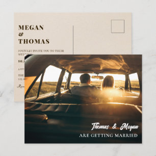 Moderne Hochzeit mit minimalistischem Foto Postkarte