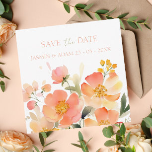 Moderne Hochzeit mit Orangenpfirsich Save The Date