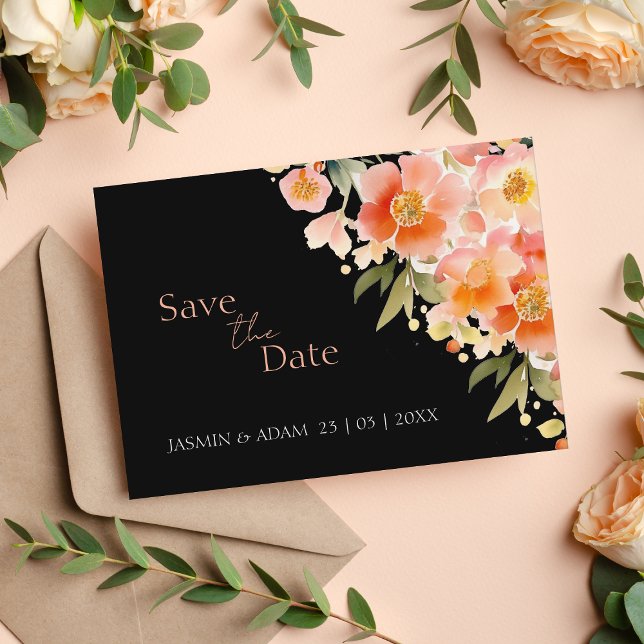 Moderne Hochzeit mit Orangenpfirsich Save The Date (Von Creator hochgeladen)