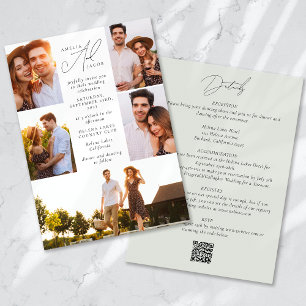 Moderne Hochzeit mit QR-Code in Salbeigrün - Alles Einladung