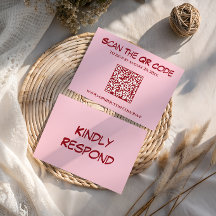 Moderne Hochzeit mit rosa QR-Code