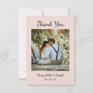 Moderne Hochzeit mit rosa Schimmer Dankeskarte