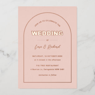 Moderne Hochzeit mit rosa Schrift im fetter Schrif Folieneinladung