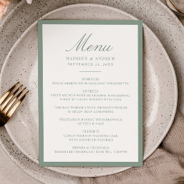 Moderne Hochzeit mit sagegrünem Rahmen Menükarte