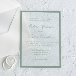 Moderne Hochzeit mit Salbeigrüner Umrandung Acryleinladungen