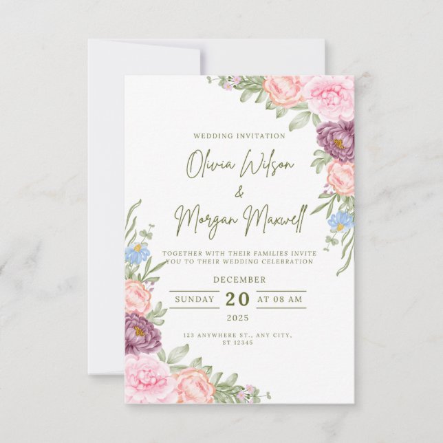 Moderne Hochzeit mit Save the Date einladen RSVP Karte (Vorderseite)