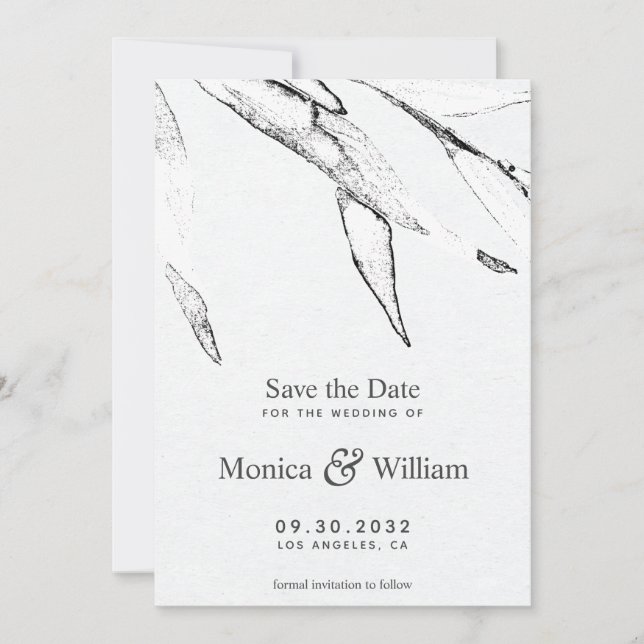 Moderne Hochzeit mit schwarz-weiß-Grafik Save The Date (Vorderseite)