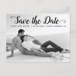Moderne Hochzeit mit schwarzen Schriften Speichern Postkarte