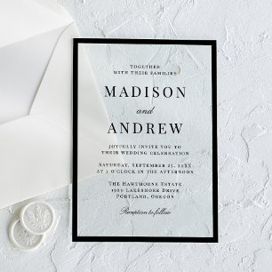 Moderne Hochzeit mit schwarzer Umrandung Acryleinladungen