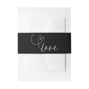Moderne Hochzeit mit schwarzer und weißer Liebe im Einladungsbanderole