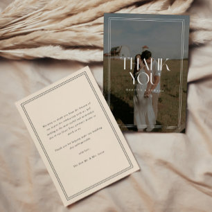 Moderne Hochzeit mit voller Foto-Overlay und fette Dankeskarte