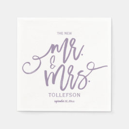 Moderne Hochzeit Napkins | Pinselschrift (Lavendel Serviette