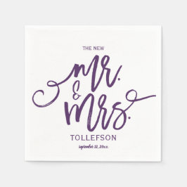 Moderne Hochzeit Napkins | Pinselschrift (Plum) Serviette