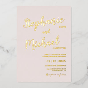 Moderne Hochzeit real Folieneinladung