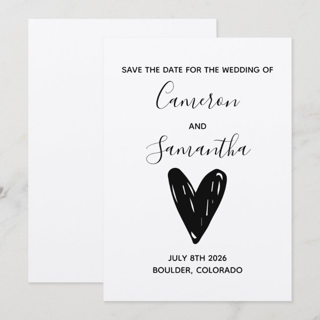 Moderne Hochzeit retten das Datum Save The Date (Vorne/Hinten)