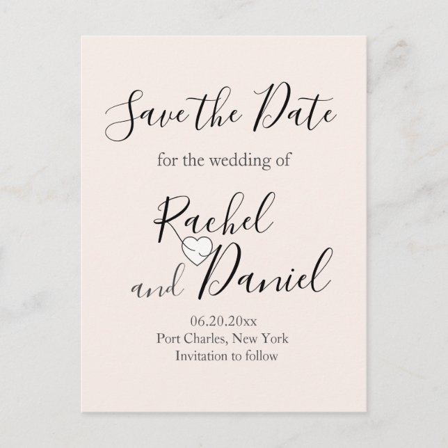 Moderne Hochzeit rettet das Datum Postkarte (Vorderseite)