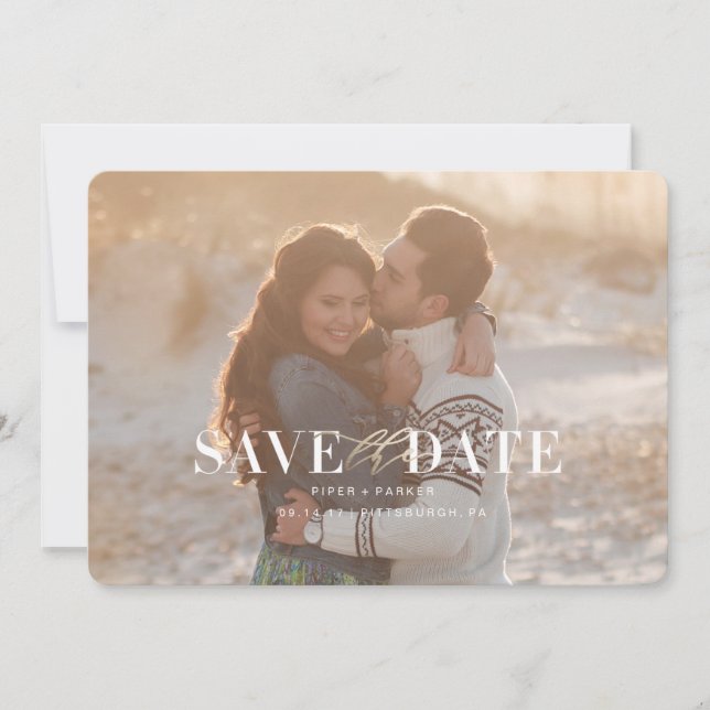 Moderne Hochzeit rettet die Termine Save The Date (Vorderseite)