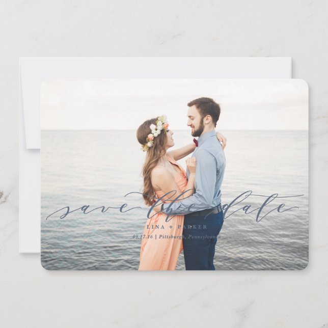 Moderne Hochzeit rettet die Termine Save The Date (Vorderseite)