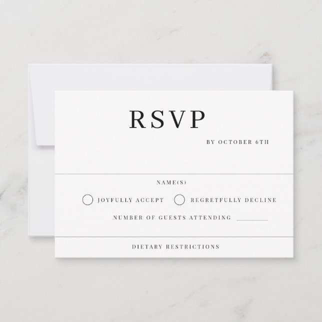 Moderne Hochzeit RSVP Karte (Vorderseite)