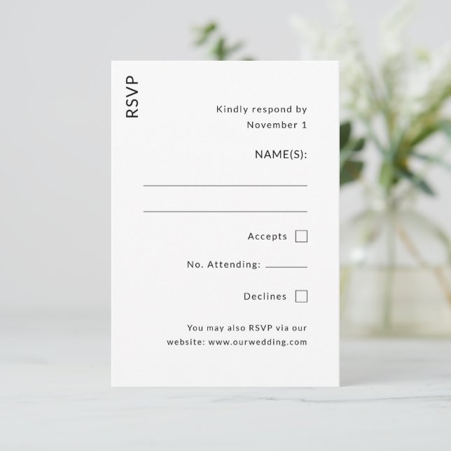 Moderne Hochzeit RSVP Karte (Stehend Vorderseite)