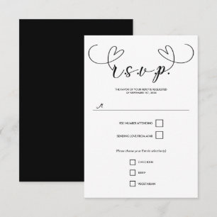 Moderne Hochzeit RSVP Schwarz-Weiß Minimal Karte