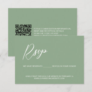Moderne Hochzeit Sage grüner QR-Code reservierte S Einladung