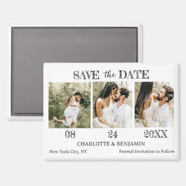 Moderne Hochzeit Save The Date Magnet (Vorderseite/Rückseite)