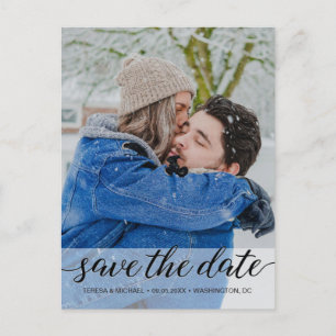 Moderne Hochzeit Sichern Sie das Foto für den Wint Postkarte