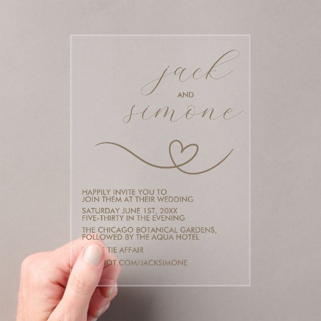 Moderne Hochzeit | Trendy Invites | Dunkelneutral Acryleinladungen (Insitu (Handheld))