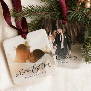 Moderne Hochzeit und Fröhlich Neuvermählte Foto-Ve Keramikornament
