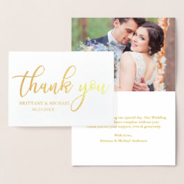 Moderne Hochzeit Vielen Dank Foto Gold Folienkarte