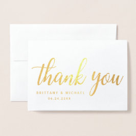 Moderne Hochzeit Vielen Dank für Ihr Foto BT Gold  Folienkarte