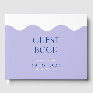 Moderne Hochzeit von Blau und Lavender Wave Gästebuch