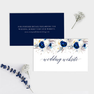 Moderne Hochzeit von Blauen und Weißen Blumen Begleitkarte