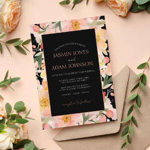 Moderne Hochzeit von Boho Orange Peach und Black F Einladung